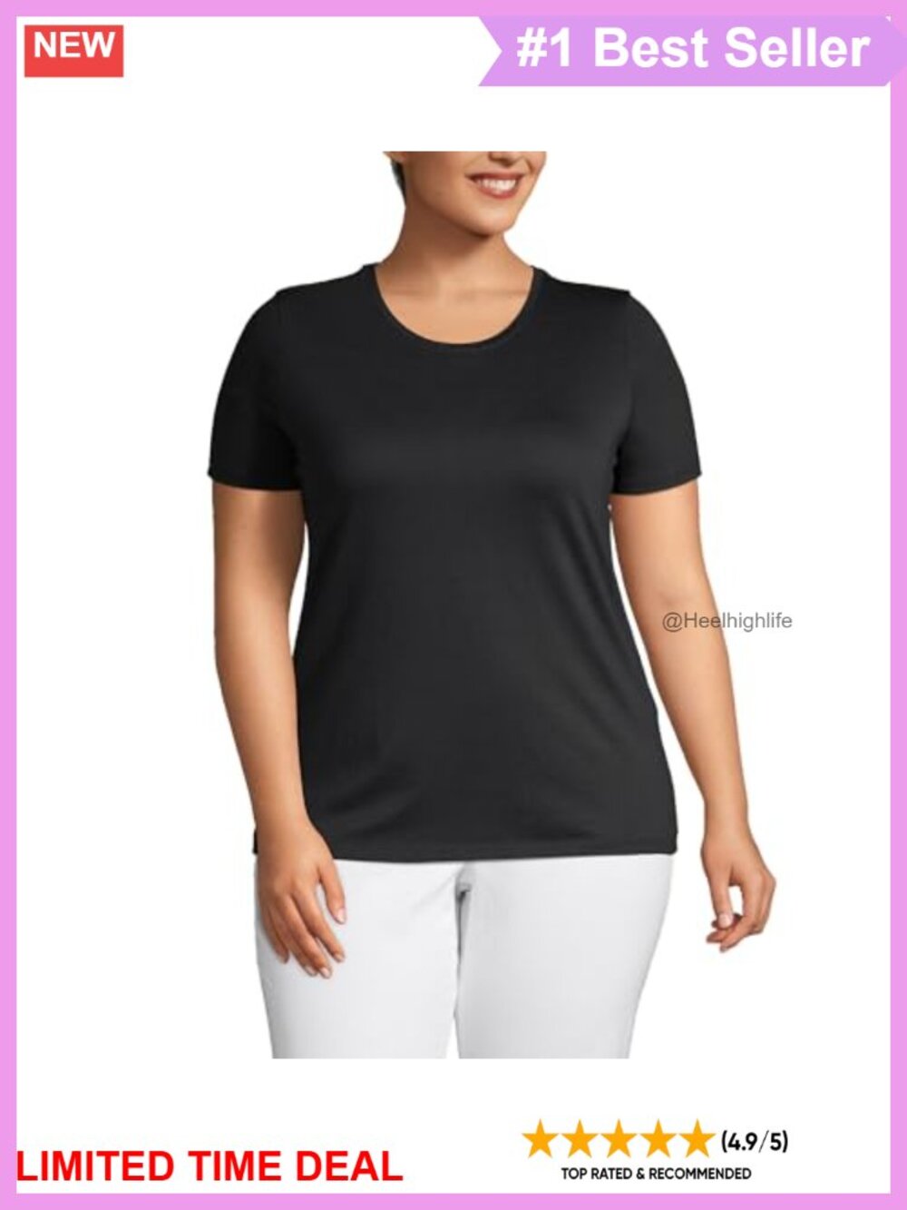 Womens Supima Cotton Crew Neck T-Shirt Relaxed Fit Short Sleeve Tee
